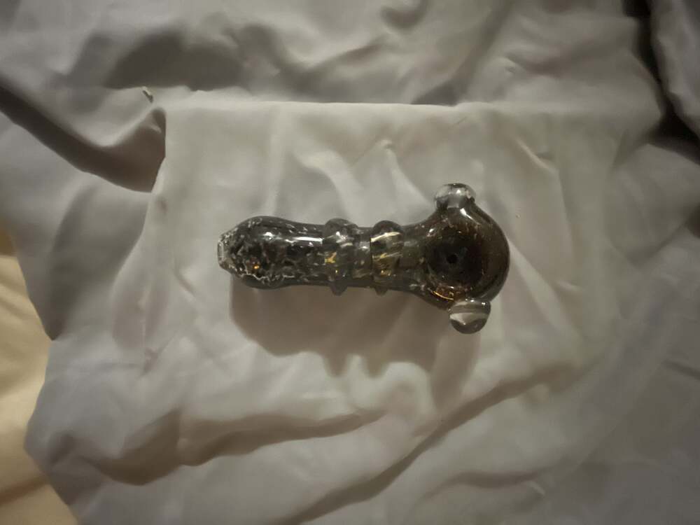 Black Fumed Glass Hand Piece with Clear Accents and Textured Grip